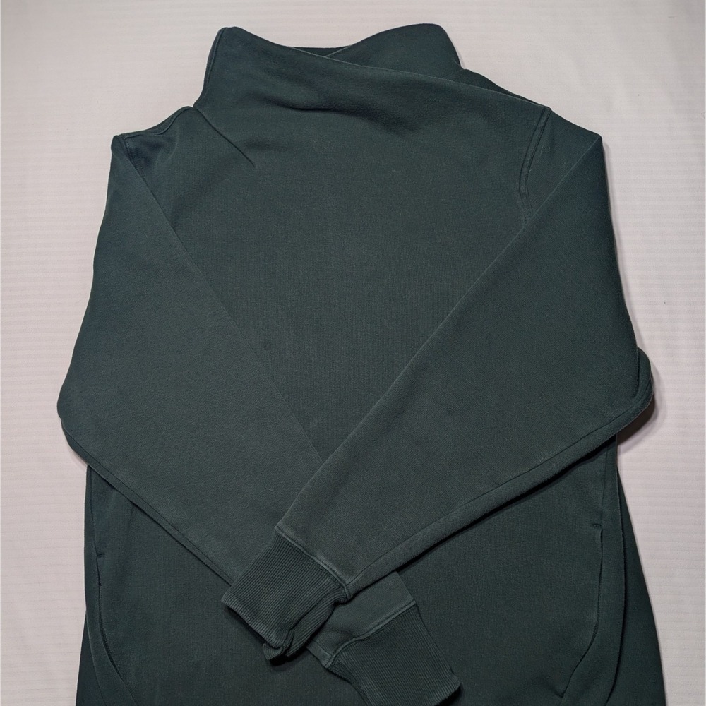 Athleta Funnel Neck Pullover Sweatshirt Green Athleisure Minimalist Capsule Cozy